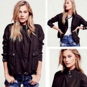 Free People Linen Bomber Jacket